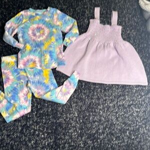 2/3 Kirkland tie-dye two piece matching outfit,Tirza knit lilac dress NWOT